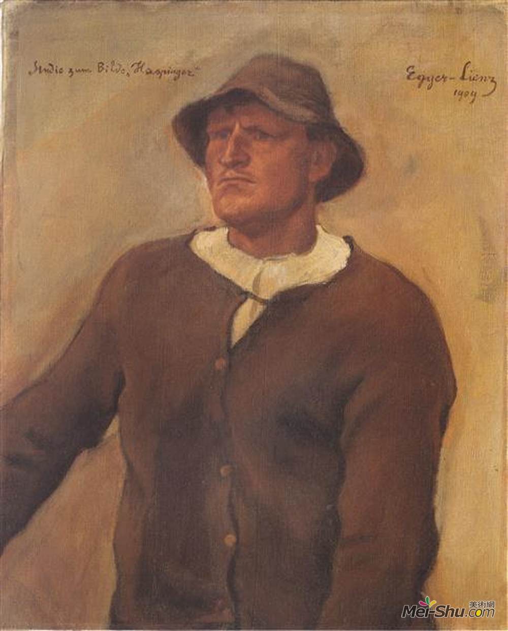 阿尔宾·艾格-利恩茨(Albin Egger-Lienz)高清作品《Haspinger - Studie Zur Zweiten Figur Von Rechts》