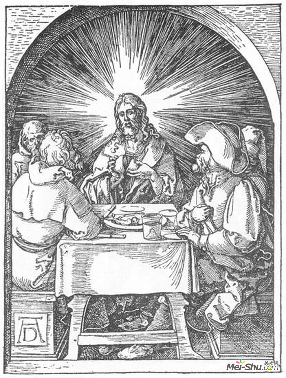 阿尔布雷希特·丢勒(Albrecht Durer)高清作品《Christ and the Disciples at Emmaus》