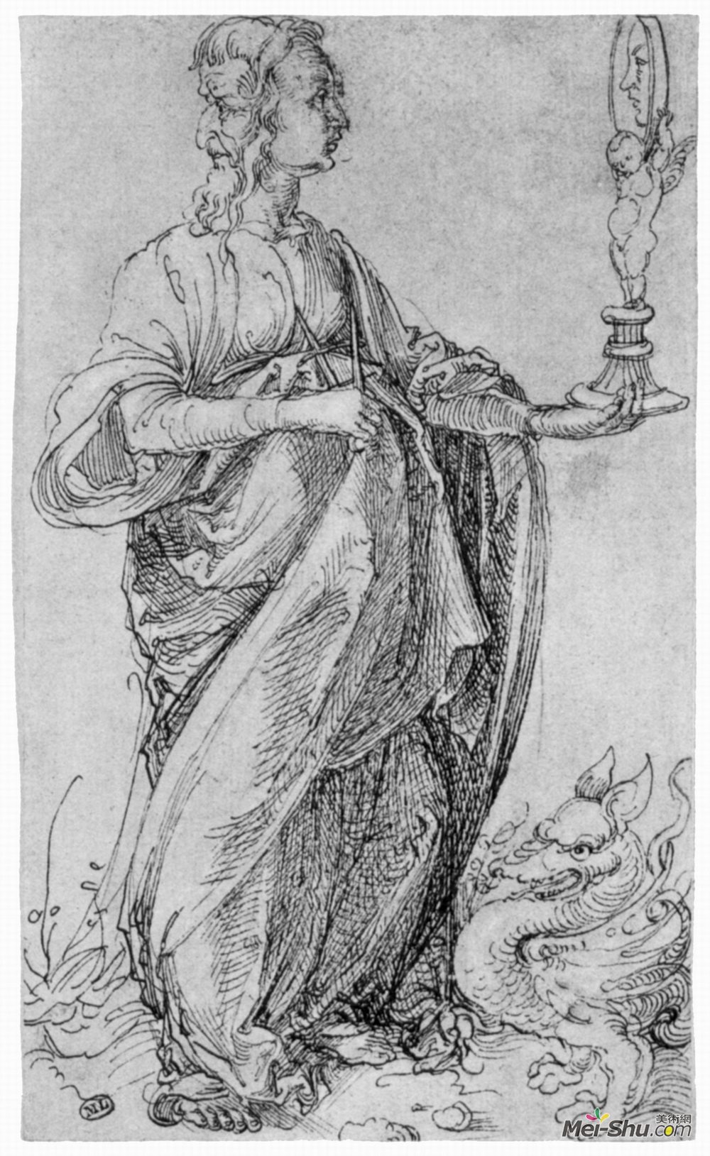 阿尔布雷希特·丢勒(Albrecht Durer)高清作品《Drawing from the "Tarot"   Prudence》