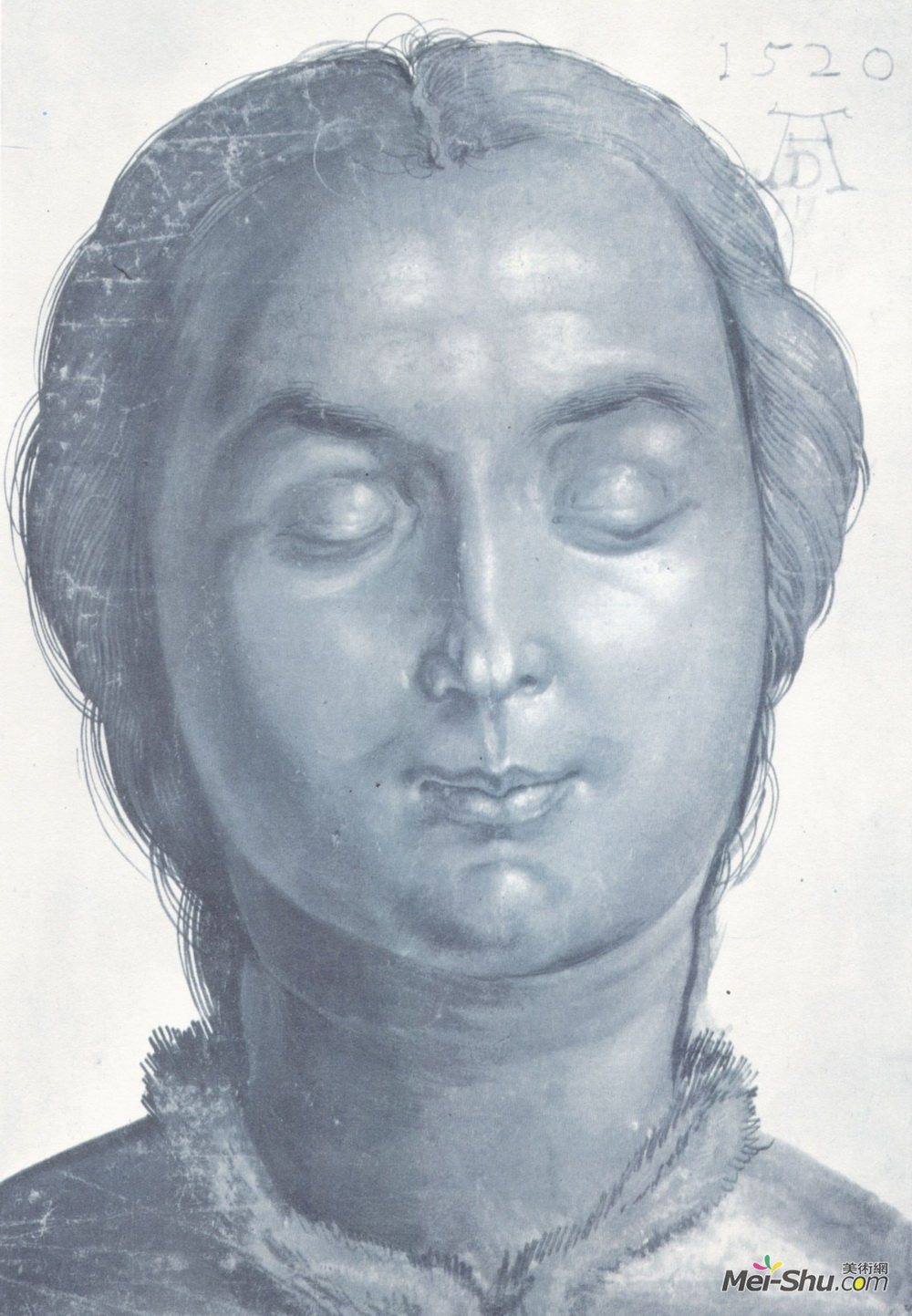 阿尔布雷希特·丢勒(Albrecht Durer)高清作品《一个年轻女人的头》