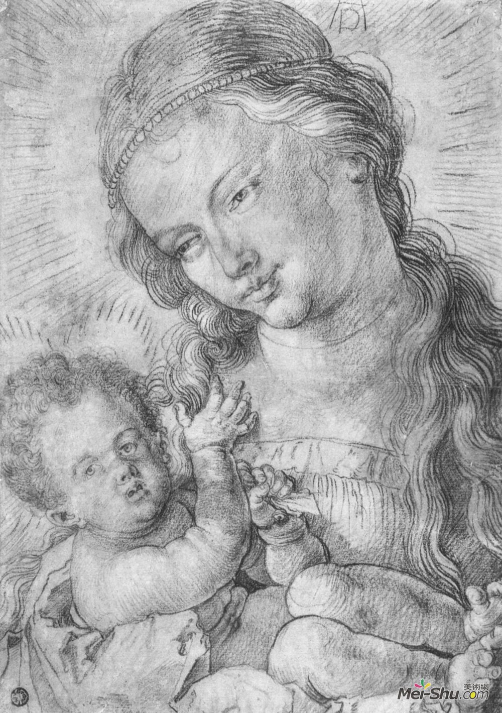 阿尔布雷希特·丢勒(Albrecht Durer)高清作品《麦当娜和孩子的长度一半》