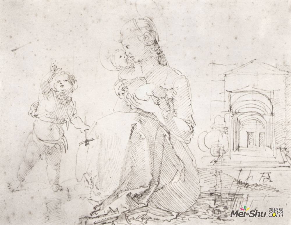 阿尔布雷希特·丢勒(Albrecht Durer)高清作品《麦当娜和孩子与小圣约翰》