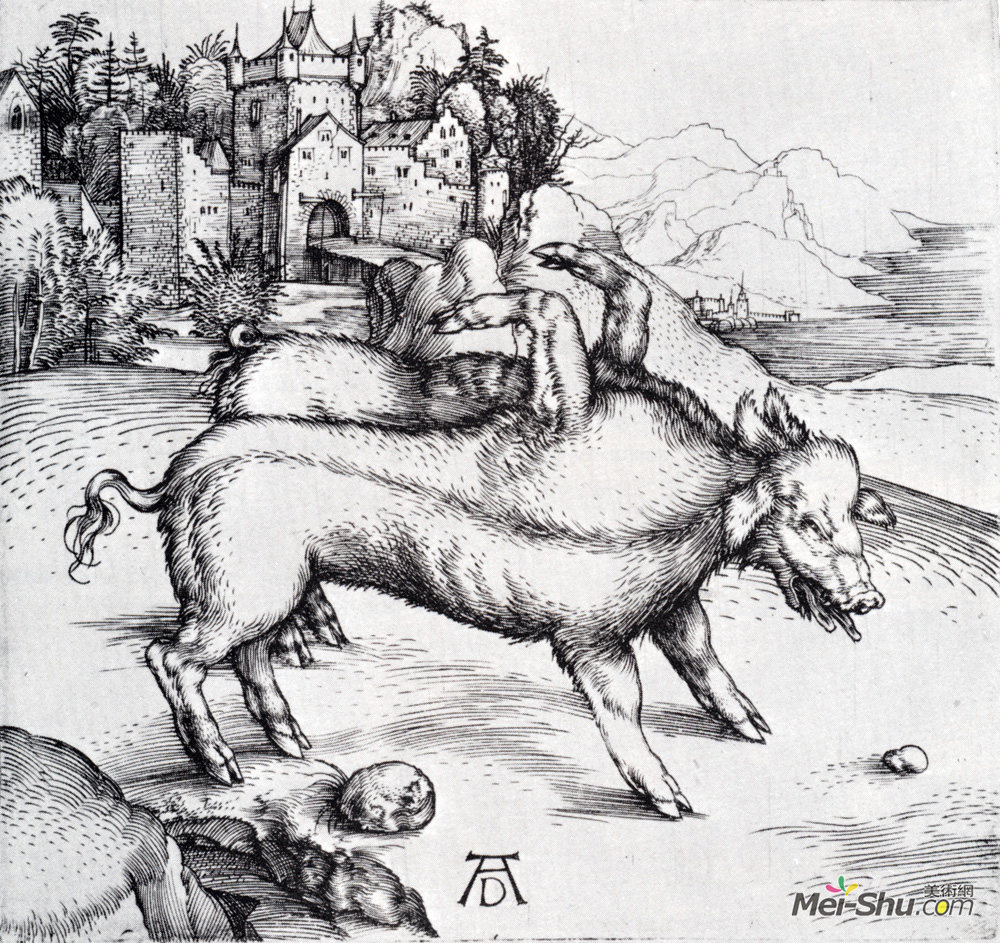 阿尔布雷希特·丢勒(Albrecht Durer)高清作品《Monstrous Hog of Landser》