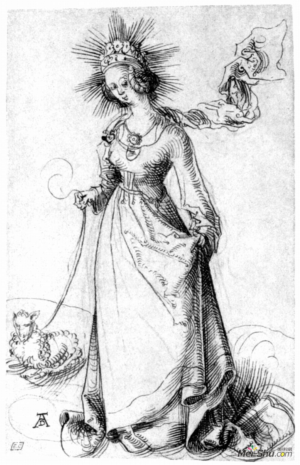 阿尔布雷希特·丢勒(Albrecht Durer)高清作品《圣阿格尼丝》