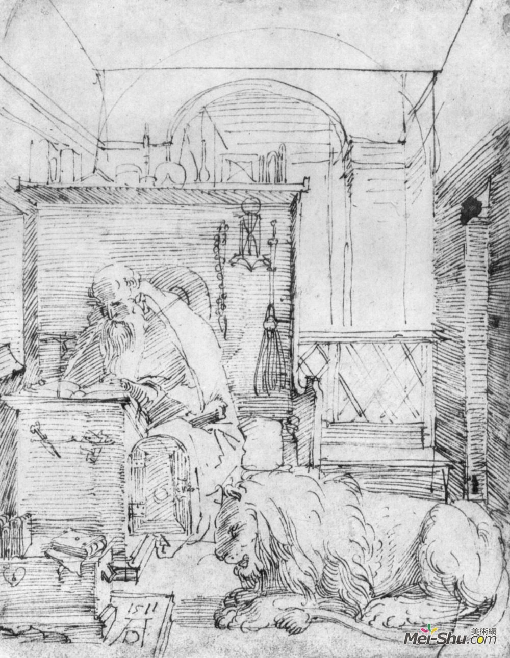 阿尔布雷希特·丢勒(Albrecht Durer)高清作品《他的研究中的圣杰罗姆》