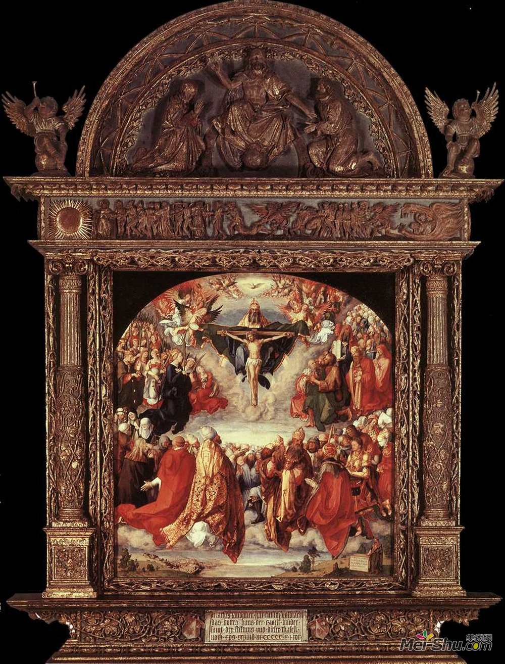 阿尔布雷希特·丢勒(Albrecht Durer)高清作品《The Adoration of the Holy Trinity (Landauer Altar)》