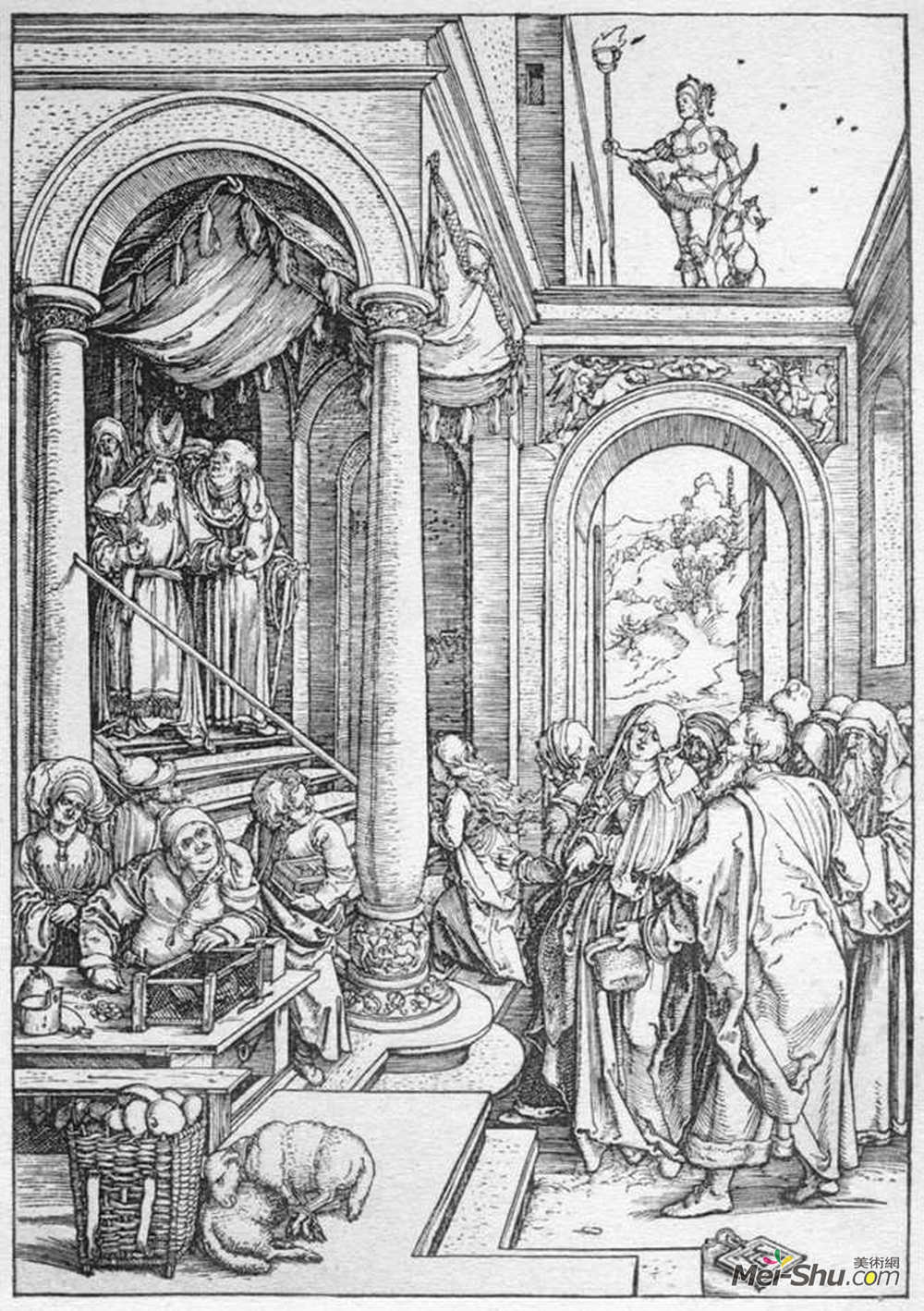 阿尔布雷希特·丢勒(Albrecht Durer)高清作品《圣母在庙里的呈现》