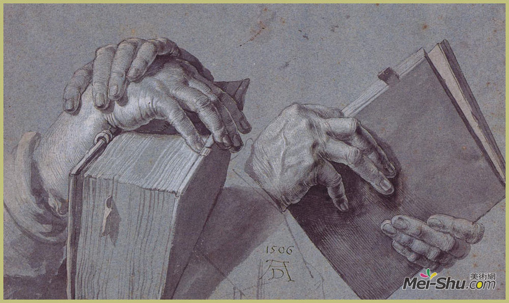 阿尔布雷希特·丢勒(Albrecht Durer)高清作品《两只手拿着一本书》