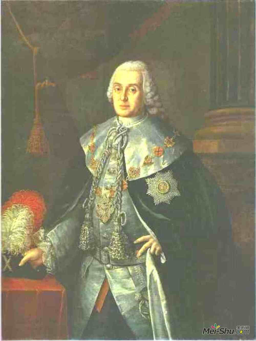阿列克西·安特波夫(Aleksey Antropov)高清作品《Portrait of General in Chief, Count William W.Fermor》