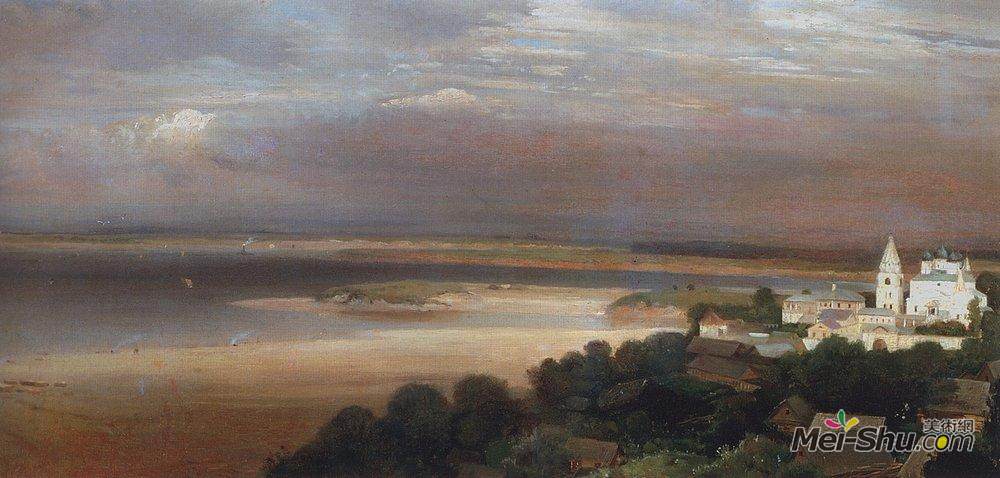 阿列克谢·孔德拉季耶维奇·萨伏拉索夫(Aleksey Savrasov)高清作品《诺夫哥罗德附近的洞穴修道院》