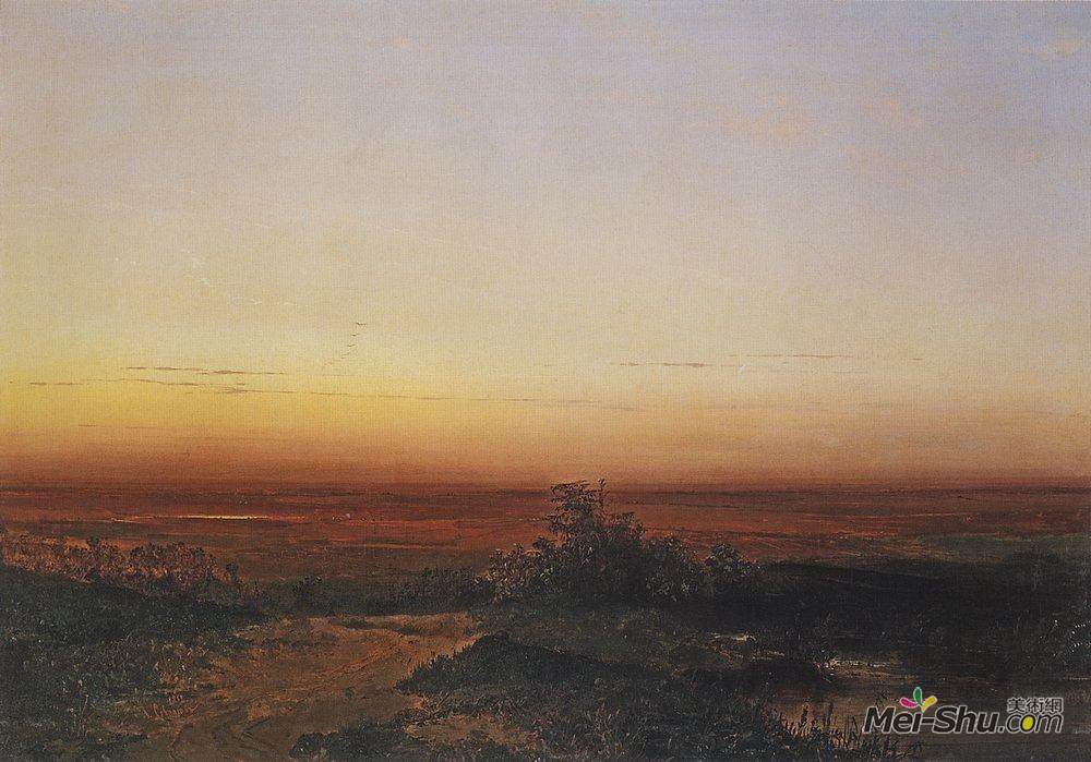 阿列克谢·孔德拉季耶维奇·萨伏拉索夫(Aleksey Savrasov)高清作品《沙漠中的黎明》