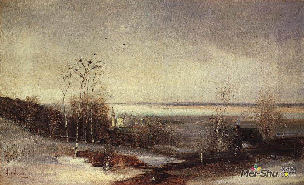 阿列克谢·孔德拉季耶维奇·萨伏拉索夫(Aleksey Savrasov)高清作品《早春。大理》
