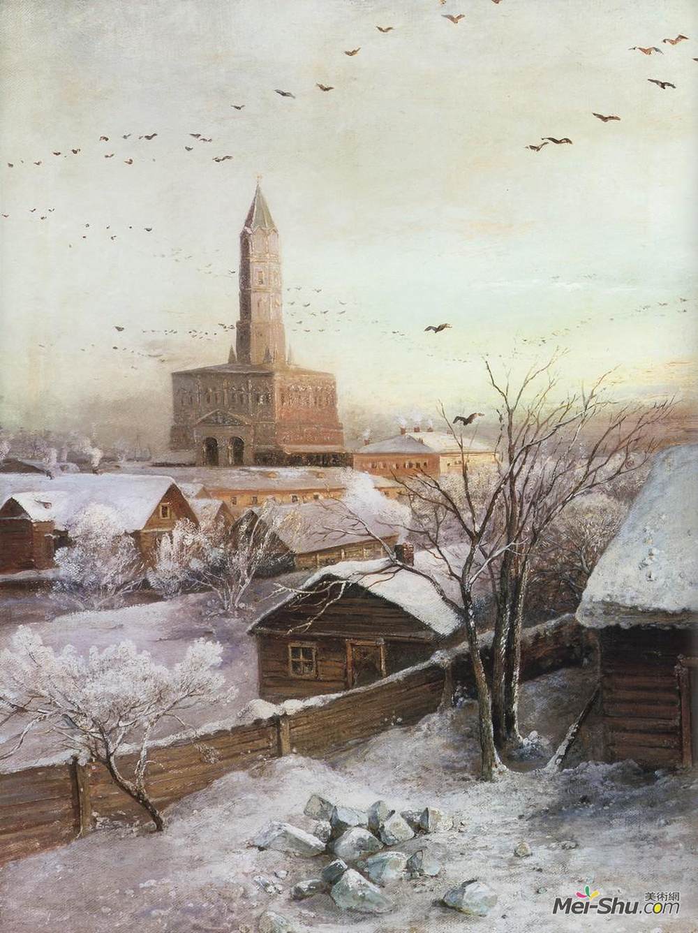 阿列克谢·孔德拉季耶维奇·萨伏拉索夫(Aleksey Savrasov)高清作品《早春。洪水》