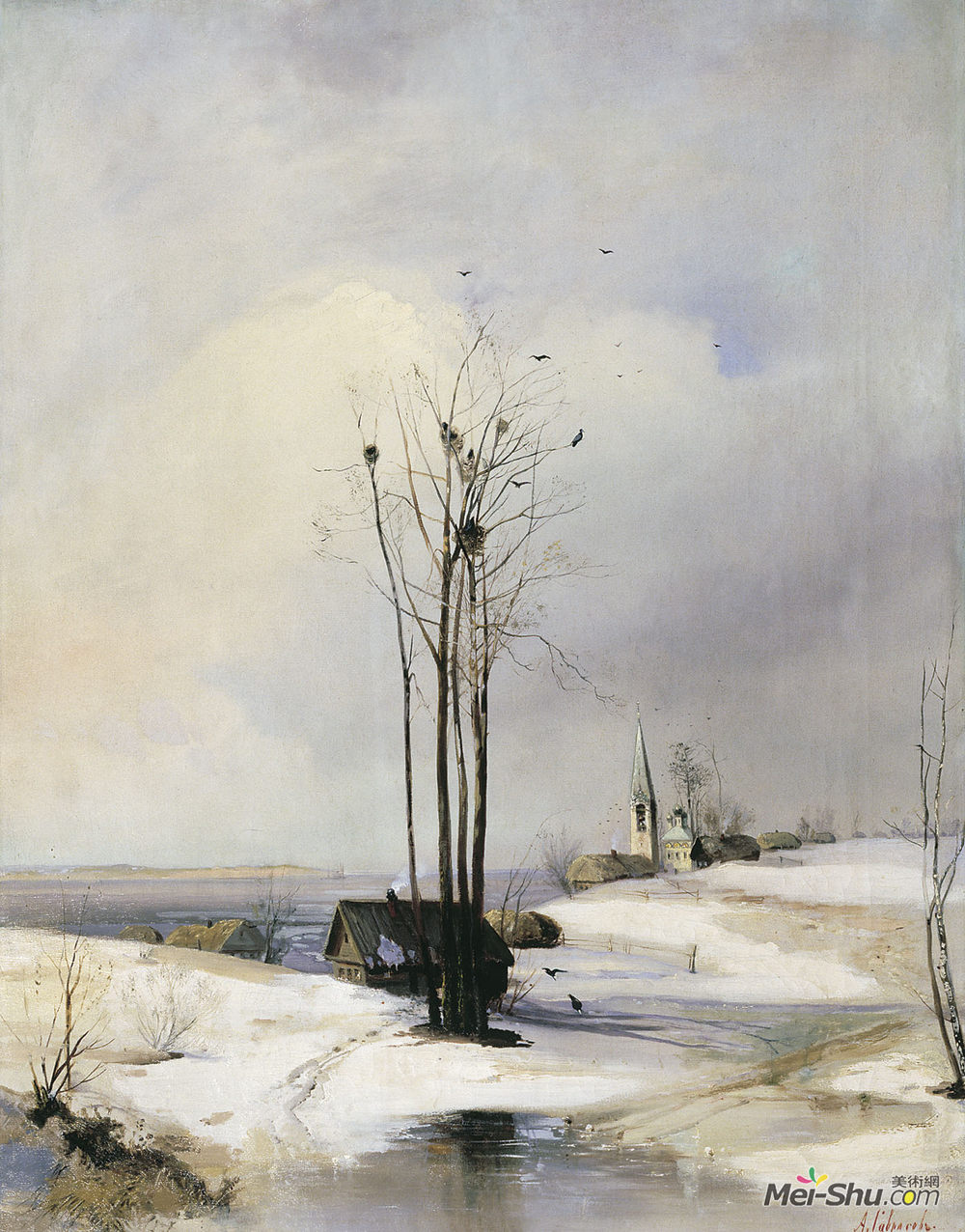阿列克谢·孔德拉季耶维奇·萨伏拉索夫(Aleksey Savrasov)高清作品《早春。解冻》