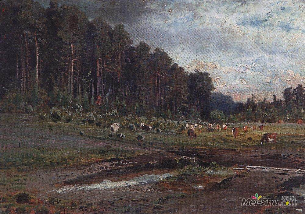 阿列克谢·孔德拉季耶维奇·萨伏拉索夫(Aleksey Savrasov)高清作品《索科尔尼基的麋鹿岛》