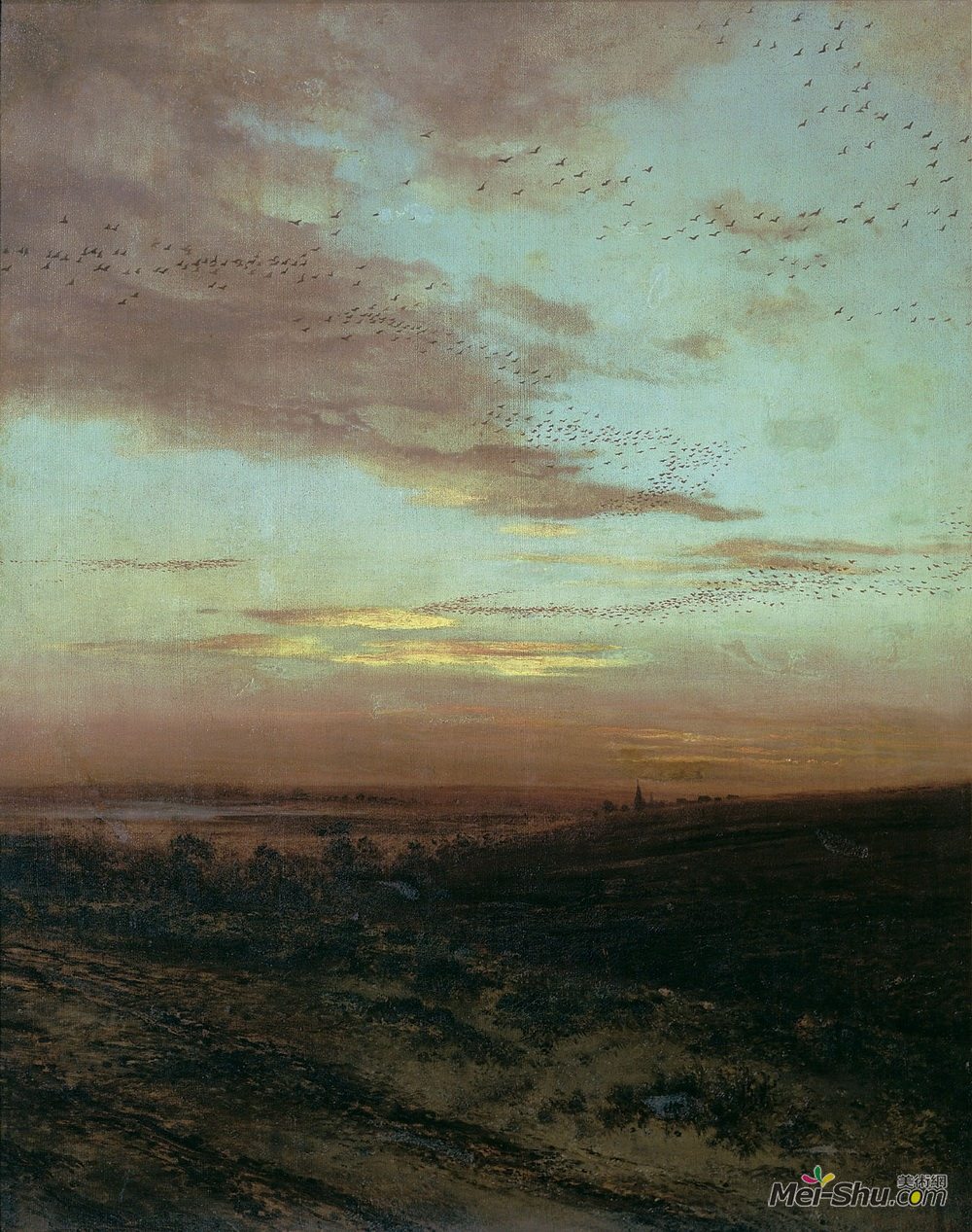 阿列克谢·孔德拉季耶维奇·萨伏拉索夫(Aleksey Savrasov)高清作品《鸟类夜间迁徙》