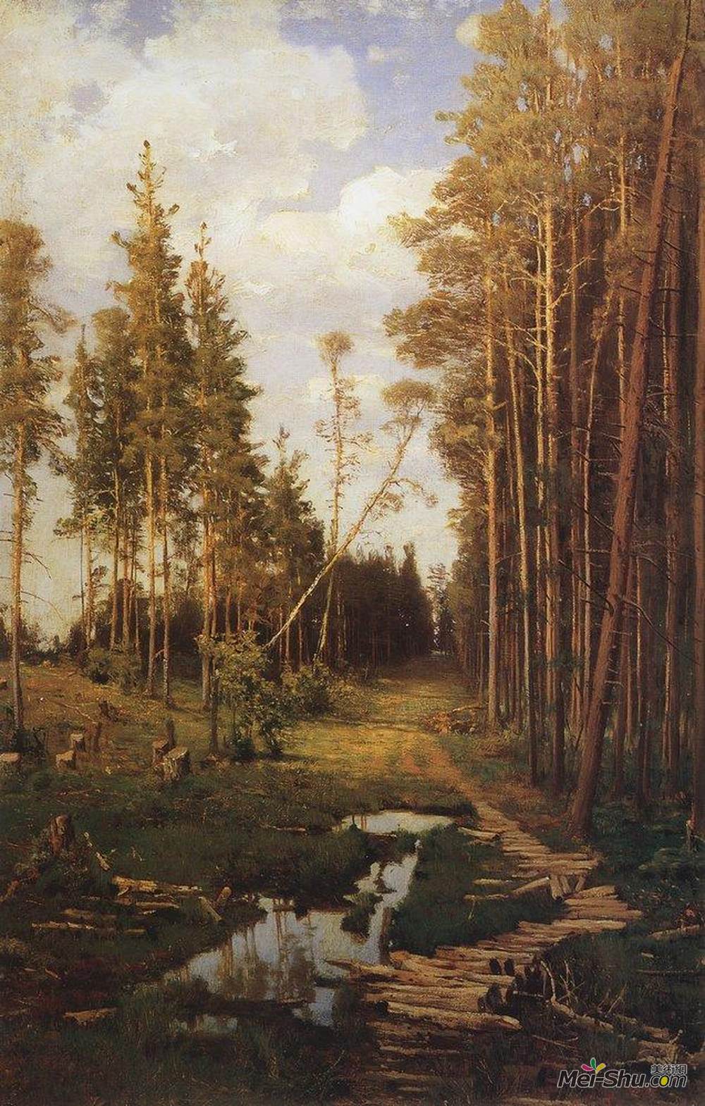 阿列克谢·孔德拉季耶维奇·萨伏拉索夫(Aleksey Savrasov)高清作品《松林中的格莱德》