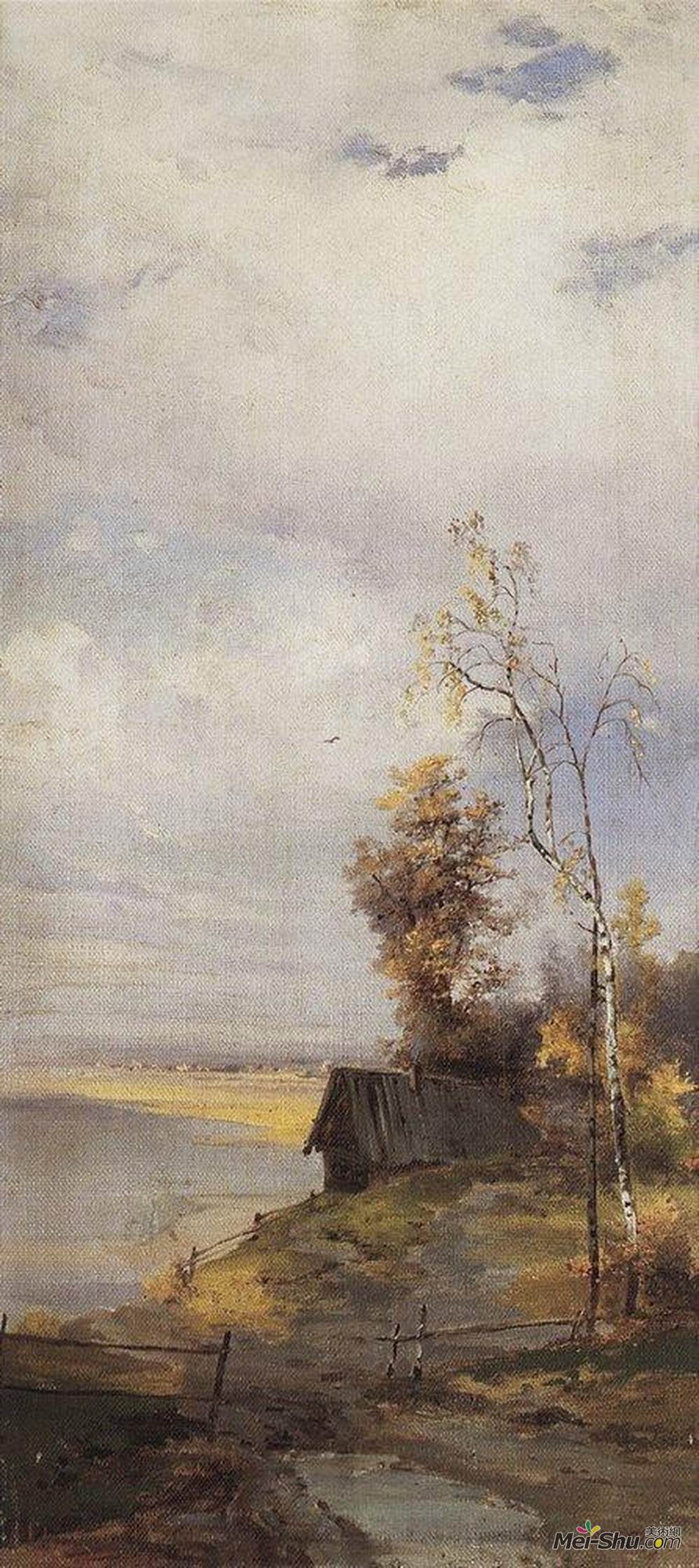 阿列克谢·孔德拉季耶维奇·萨伏拉索夫(Aleksey Savrasov)高清作品《有房子的风景》