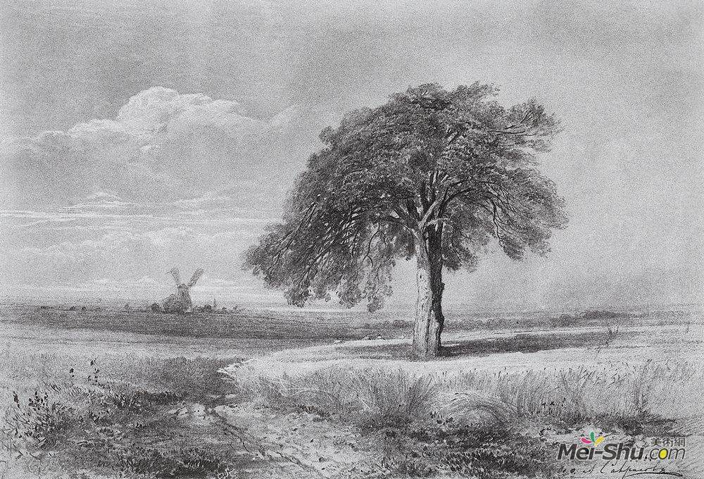 阿列克谢·孔德拉季耶维奇·萨伏拉索夫(Aleksey Savrasov)高清作品《磨坊的风景》