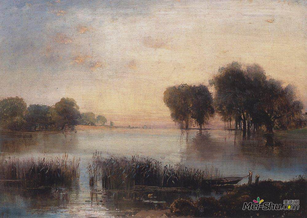 阿列克谢·孔德拉季耶维奇·萨伏拉索夫(Aleksey Savrasov)高清作品《景观与一条河》