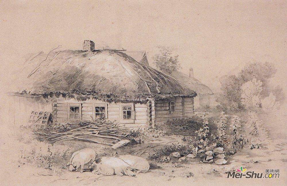 阿列克谢·孔德拉季耶维奇·萨伏拉索夫(Aleksey Savrasov)高清作品《棚屋景观》
