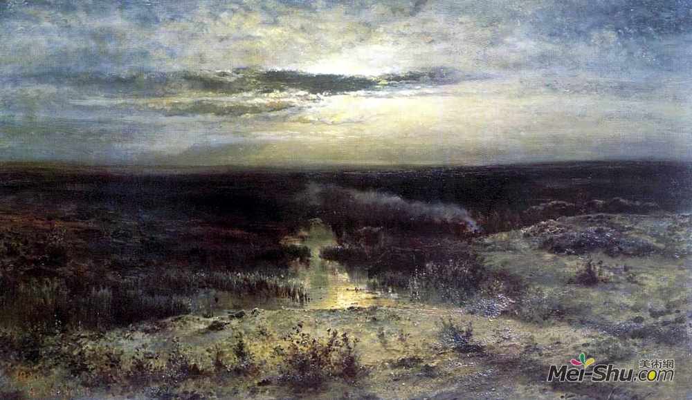 阿列克谢·孔德拉季耶维奇·萨伏拉索夫(Aleksey Savrasov)高清作品《月夜。沼泽》