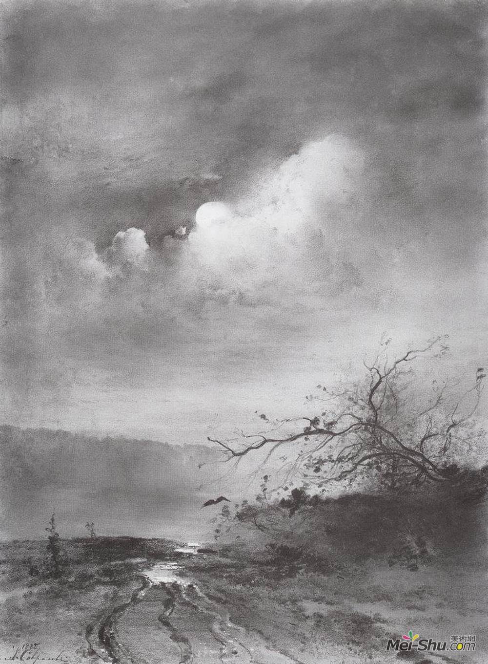 阿列克谢·孔德拉季耶维奇·萨伏拉索夫(Aleksey Savrasov)高清作品《河上月夜》
