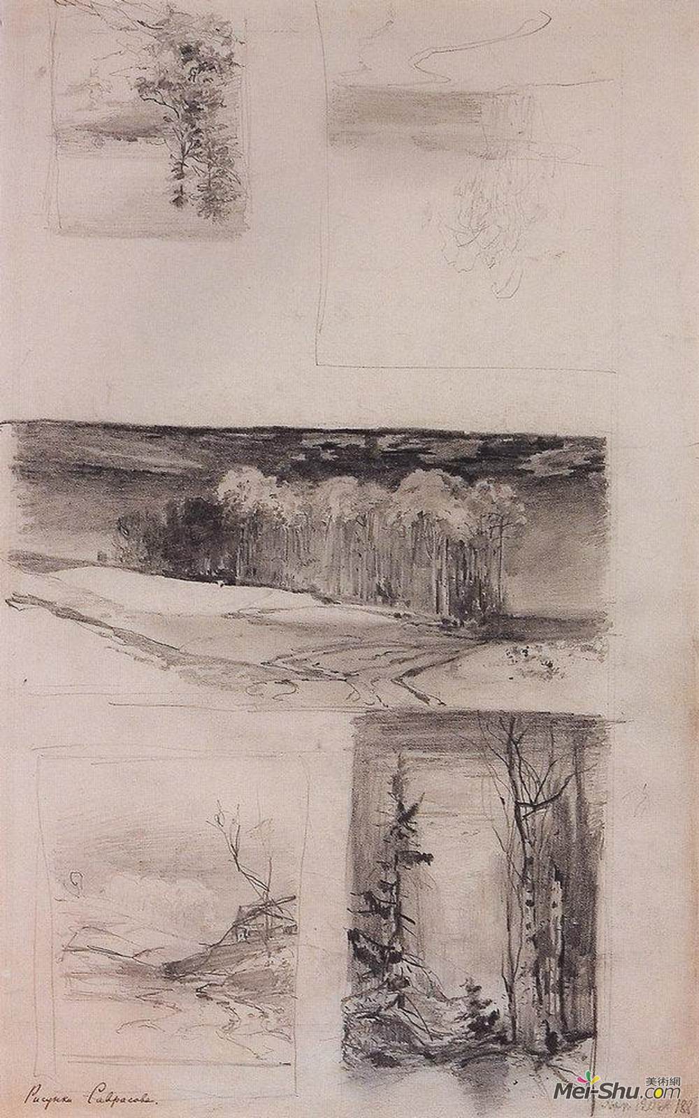 阿列克谢·孔德拉季耶维奇·萨伏拉索夫(Aleksey Savrasov)高清作品《俄罗斯景观的动机》