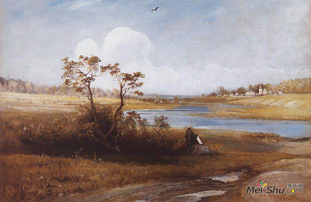 阿列克谢·孔德拉季耶维奇·萨伏拉索夫(Aleksey Savrasov)高清作品《普斯科夫省圣米迦勒村附近》