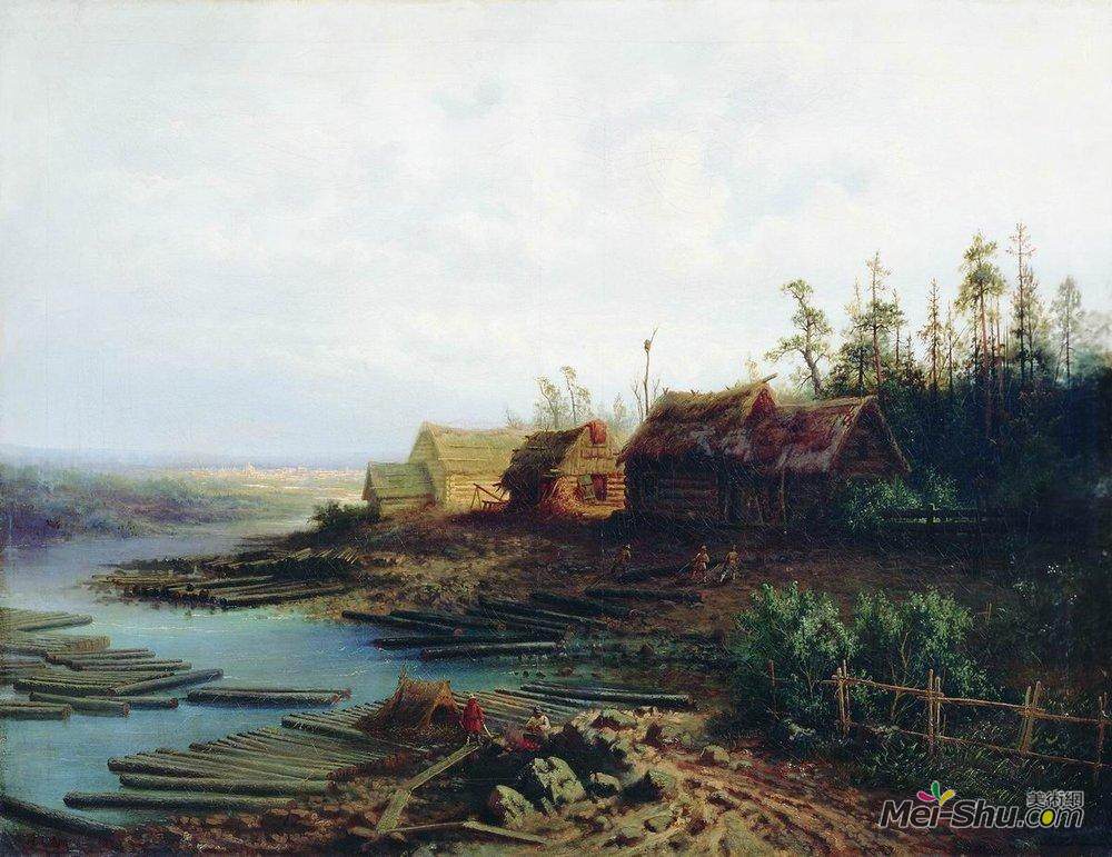 阿列克谢·孔德拉季耶维奇·萨伏拉索夫(Aleksey Savrasov)高清作品《木筏》