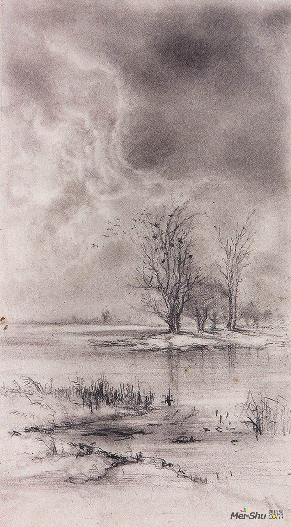 阿列克谢·孔德拉季耶维奇·萨伏拉索夫(Aleksey Savrasov)高清作品《春景》