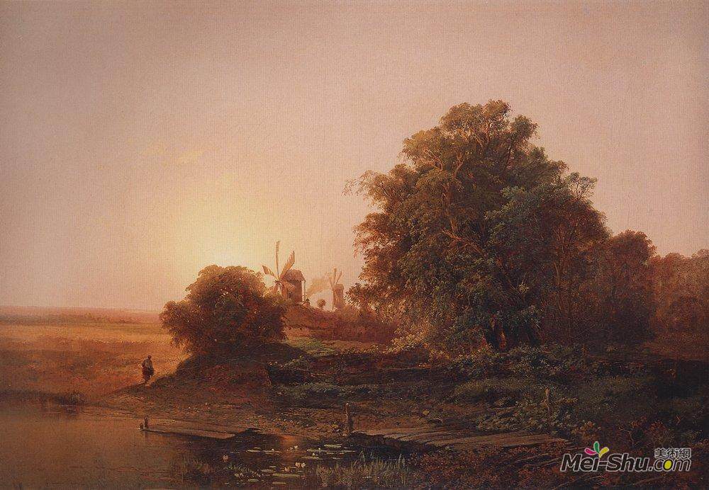 阿列克谢·孔德拉季耶维奇·萨伏拉索夫(Aleksey Savrasov)高清作品《风车夏景》