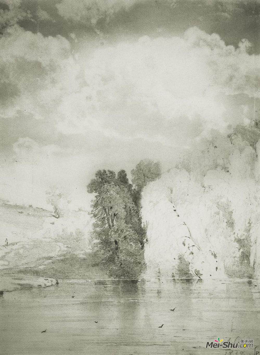 阿列克谢·孔德拉季耶维奇·萨伏拉索夫(Aleksey Savrasov)高清作品《湖边的树》