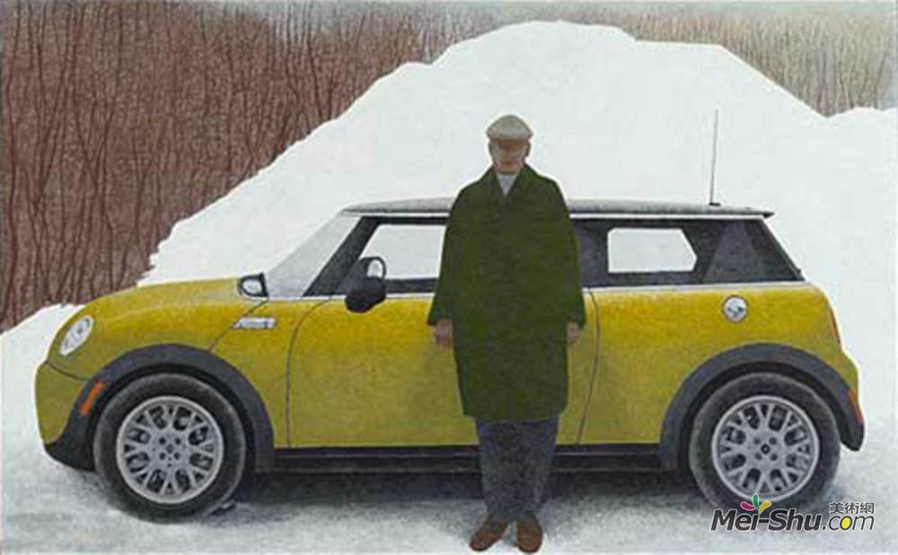 科尔维尔(Alex Colville)高清作品《艺术家与汽车》