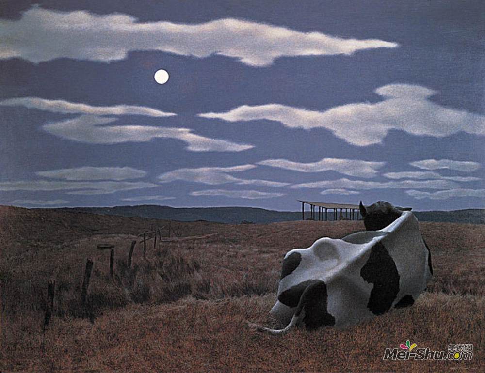 科尔维尔(Alex Colville)高清作品《月亮和牛》