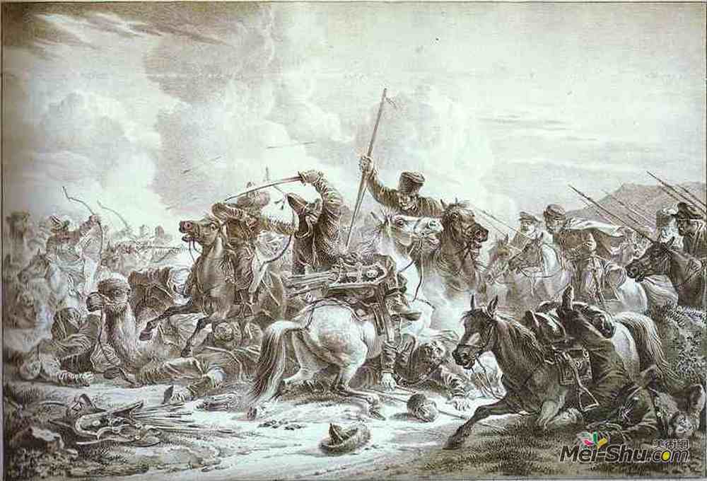 亚力山大奥洛夫斯基(Alexander Orlowski)高清作品《Battle of Cossaks with Kirgizes》