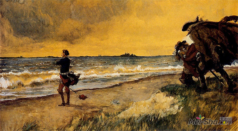 亚历山大·班耐瓦(Alexandre Benois)高清作品《彼得大帝冥想建造圣彼得堡的构想》