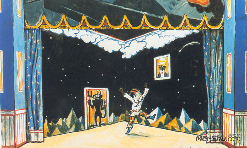 亚历山大·班耐瓦(Alexandre Benois)高清作品《彼得鲁什卡的房间。成套化设计》