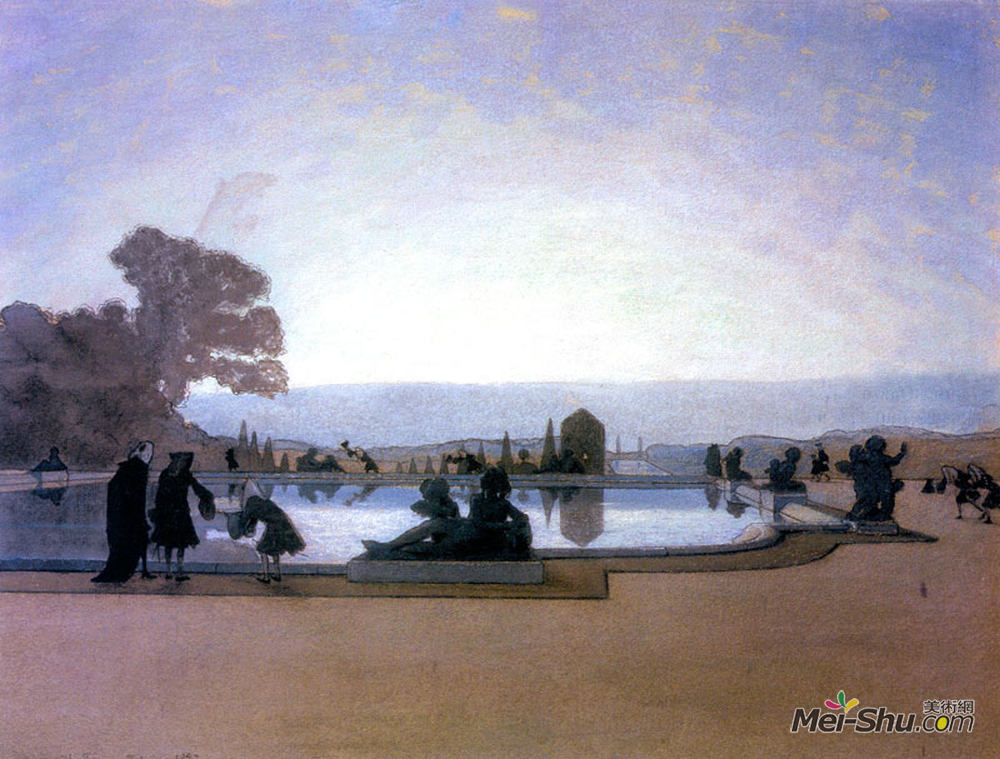 亚历山大·班耐瓦(Alexandre Benois)高清作品《凡尔赛宫。路易十四是喂养的鱼》