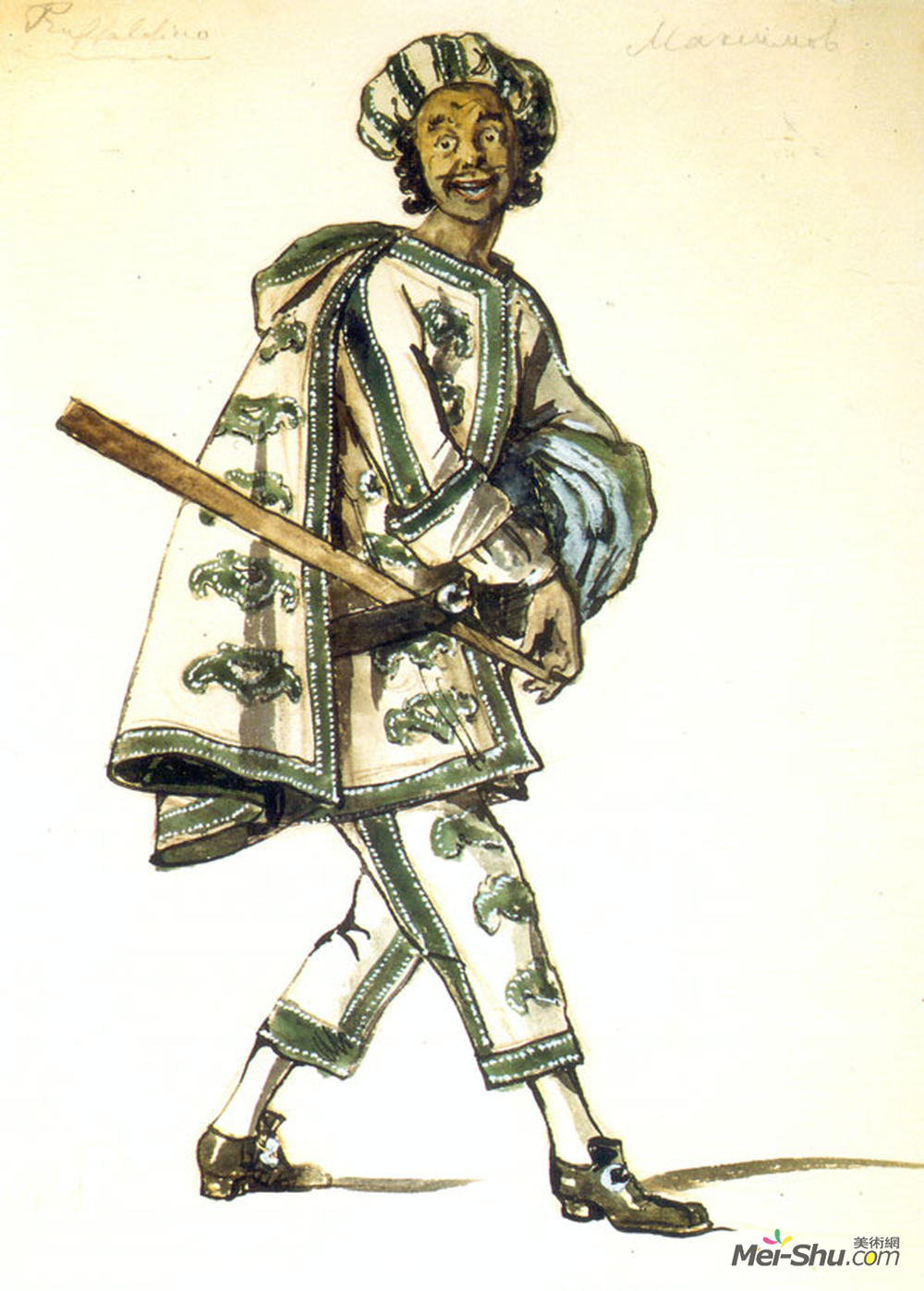 亚历山大·班耐瓦(Alexandre Benois)高清作品《Truffaldino. Costume design for Goldoni's comedy  &a》