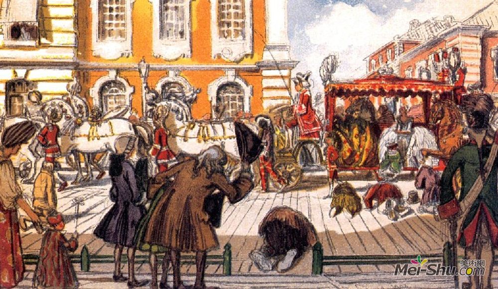 亚历山大·班耐瓦(Alexandre Benois)高清作品《伊丽莎白皇后游街》