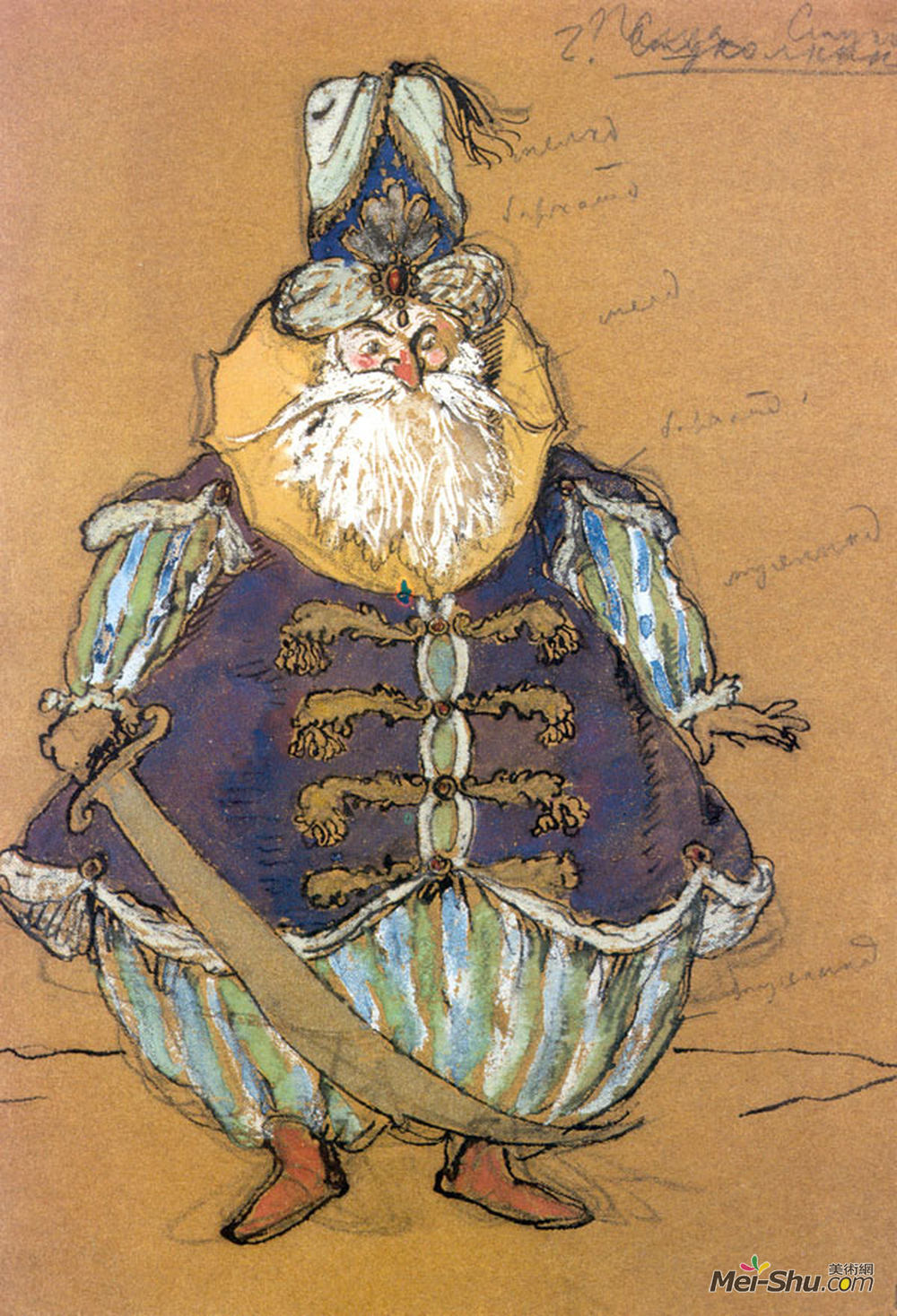 亚历山大·班耐瓦(Alexandre Benois)高清作品《Pasha. Costume design for Tcherepnin's ballet &q》