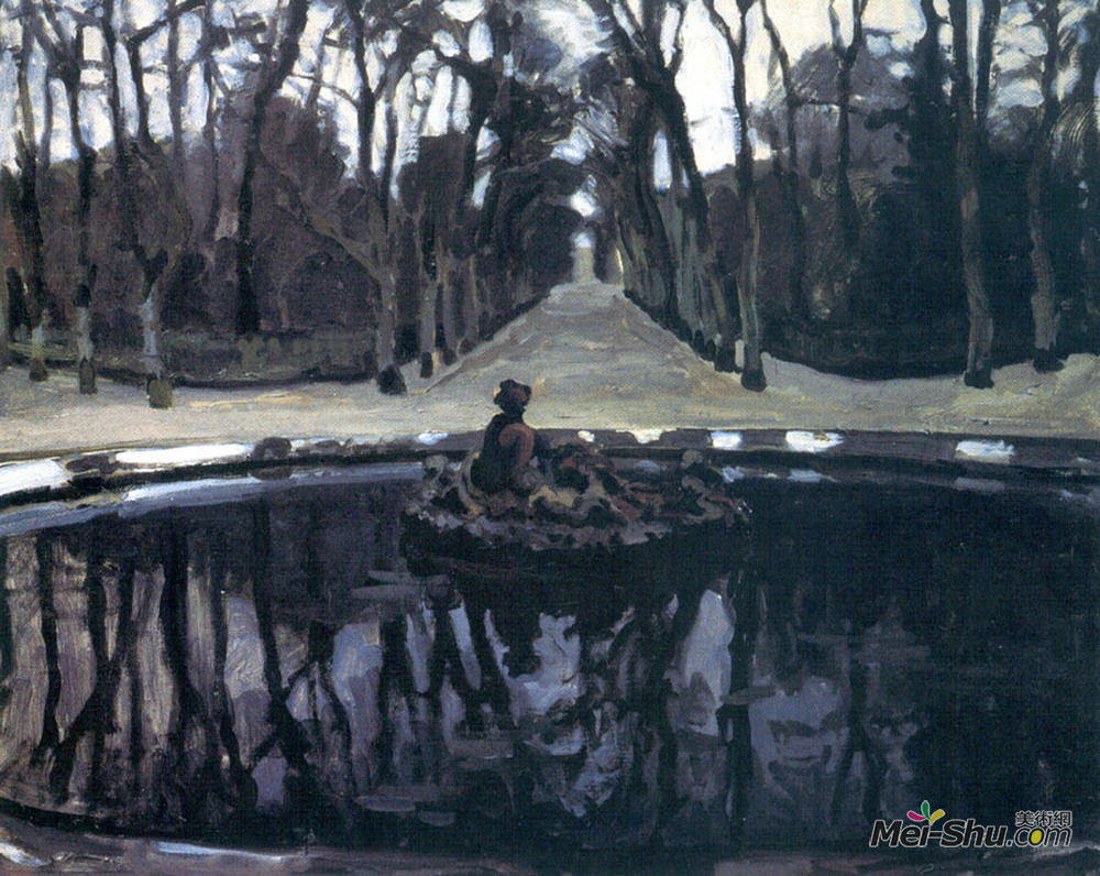 亚历山大·班耐瓦(Alexandre Benois)高清作品《在凡尔赛宫池植物》