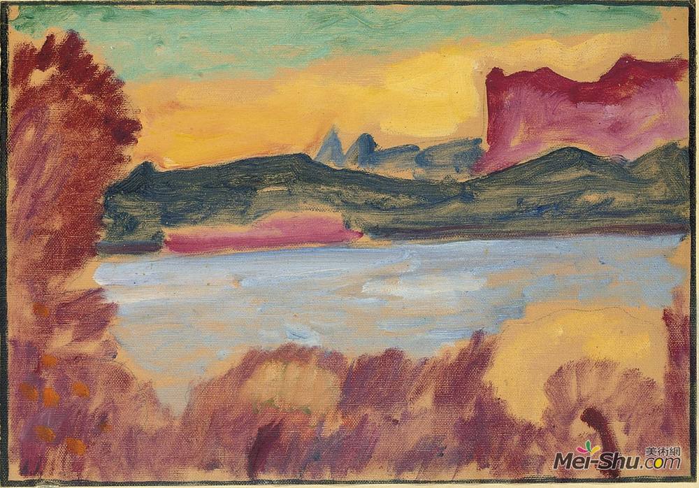 阿历克谢·冯·亚夫伦斯基(Alexej von Jawlensky)高清作品《日内瓦湖景观》