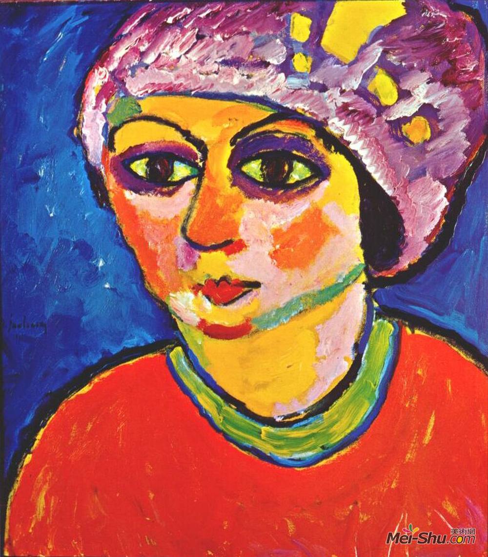 阿历克谢·冯·亚夫伦斯基(Alexej von Jawlensky)高清作品《紫罗兰头巾》