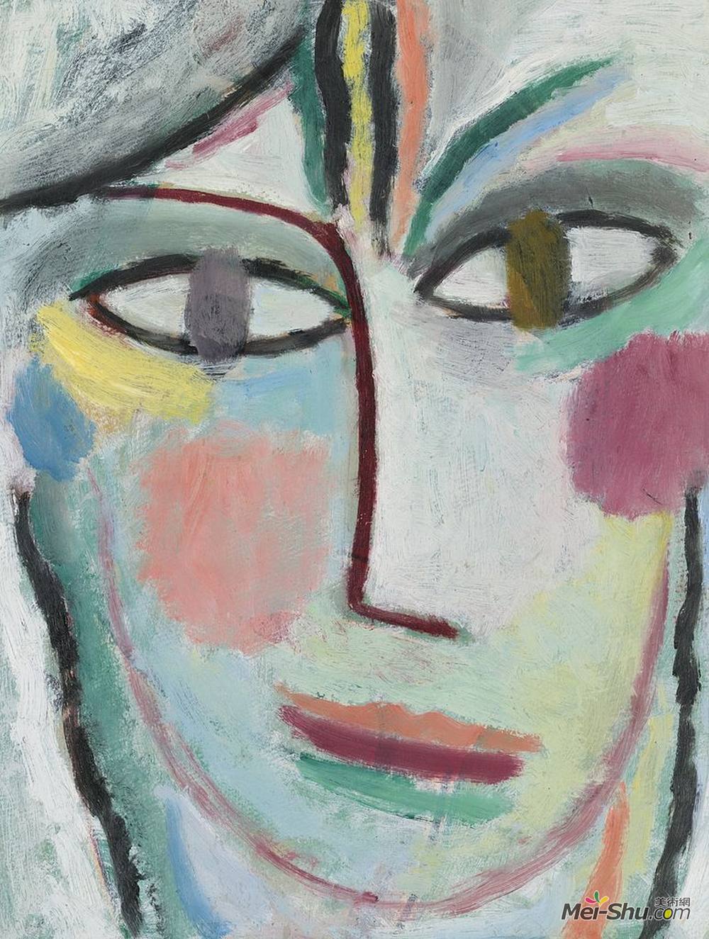 阿历克谢·冯·亚夫伦斯基(Alexej von Jawlensky)高清作品《一个女人的头，女性》