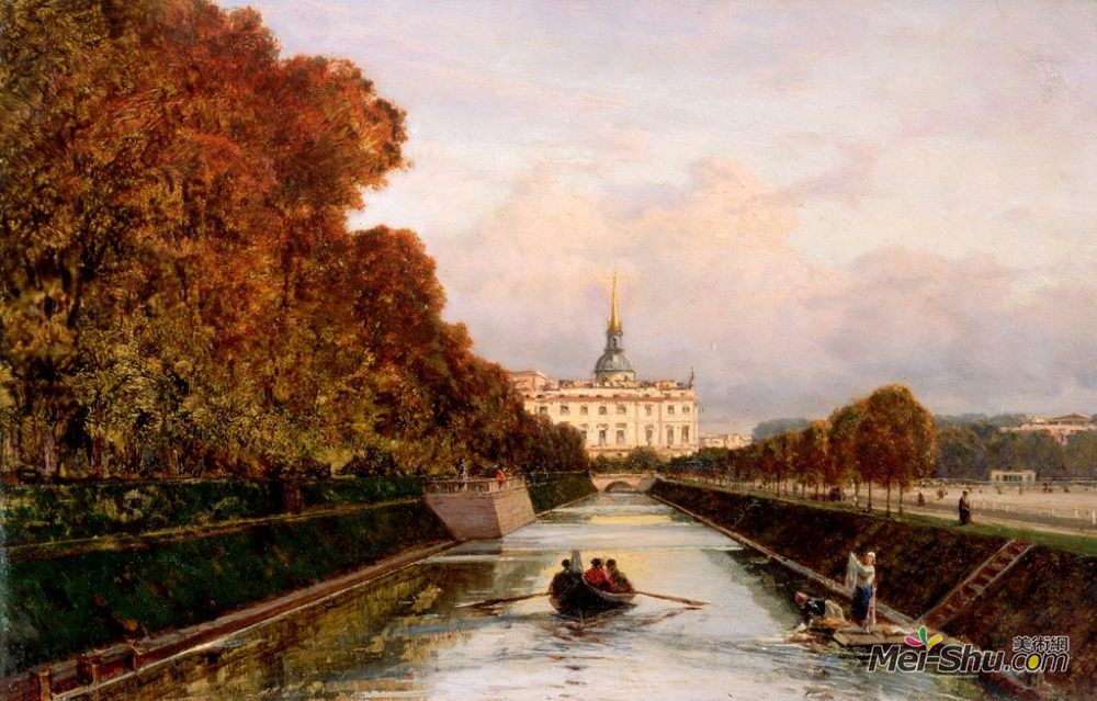阿列克谢-博古洛波夫(Alexey  Bogolyubov)高清作品《View to Michael's Castle in Petersburg from Lebiazhy》