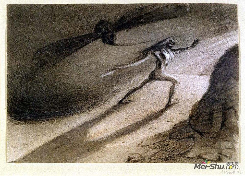 阿尔弗雷德·库宾(Alfred Kubin)高清作品《风暴中的人》