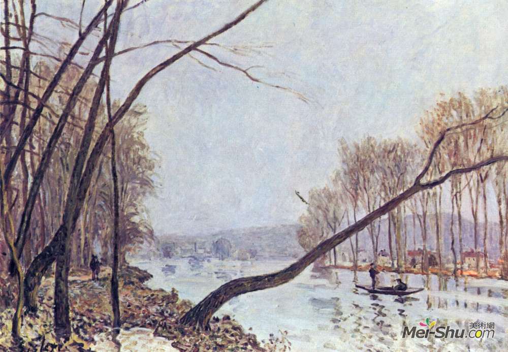 阿尔弗莱德·西斯莱(Alfred Sisley)高清作品《秋天的银行》