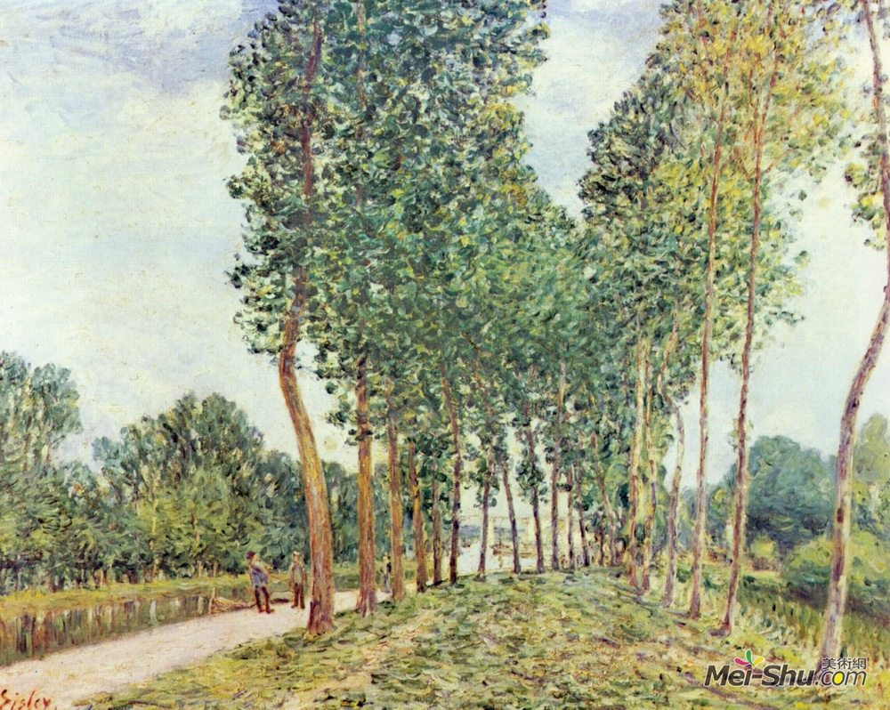 阿尔弗莱德·西斯莱(Alfred Sisley)高清作品《Banks of the Loing at Moret》